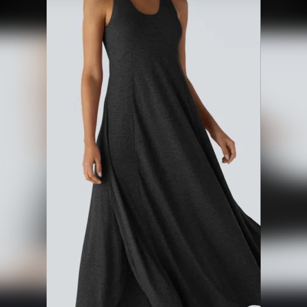 Halara Black U-Neck Backless Split Flowy Maxi Cas… - image 16